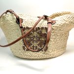 Anagram basket bag large woven with calfskin